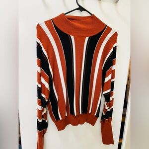 Striped Sweater in Rust, Black, and White